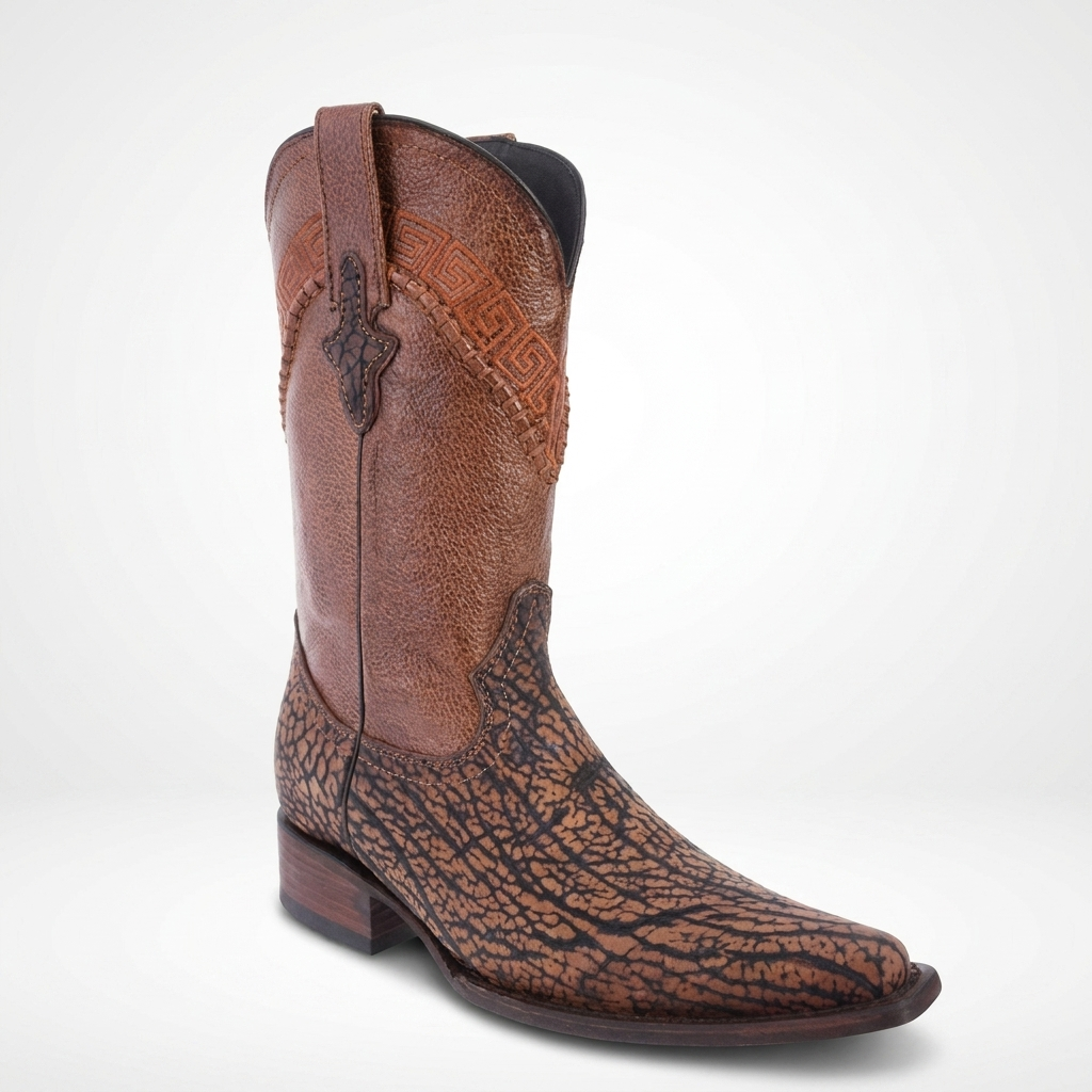 The Marshal cognac bull-neck (cuello de toro) cowboy boot by Outlaw Boot Company