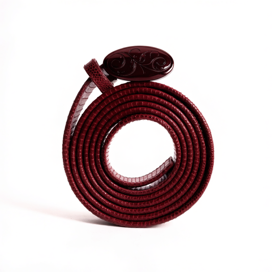 Lizard Vino burgundy lizard cowboy belt