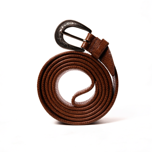 Lizard Café brown lizard cowboy belt