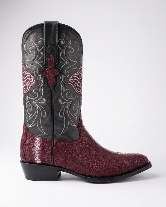 Burgundy Stingray boot - side profile