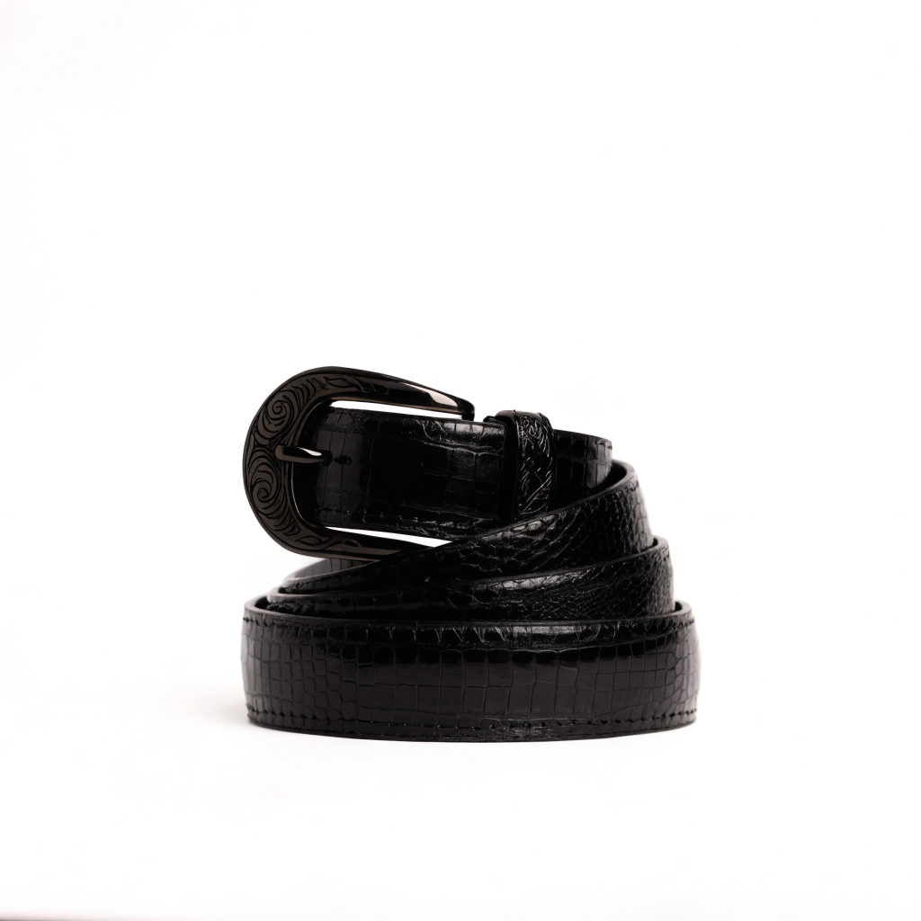 Lizard Negro black lizard cowboy belt