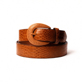 Lizard Cognac tan lizard cowboy belt