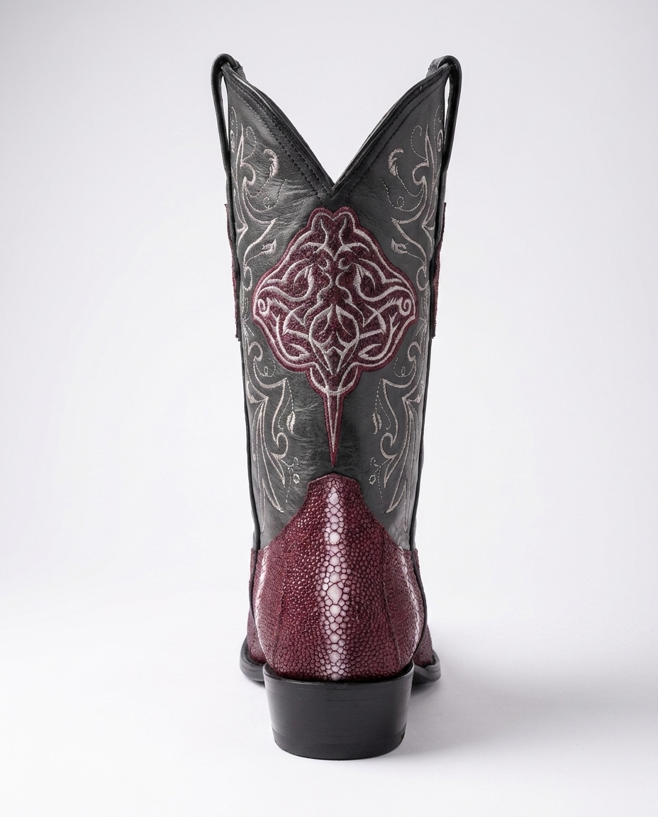Burgundy Stingray boot - rear view