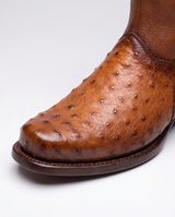 The Cognac boot - ostrich vamp detail