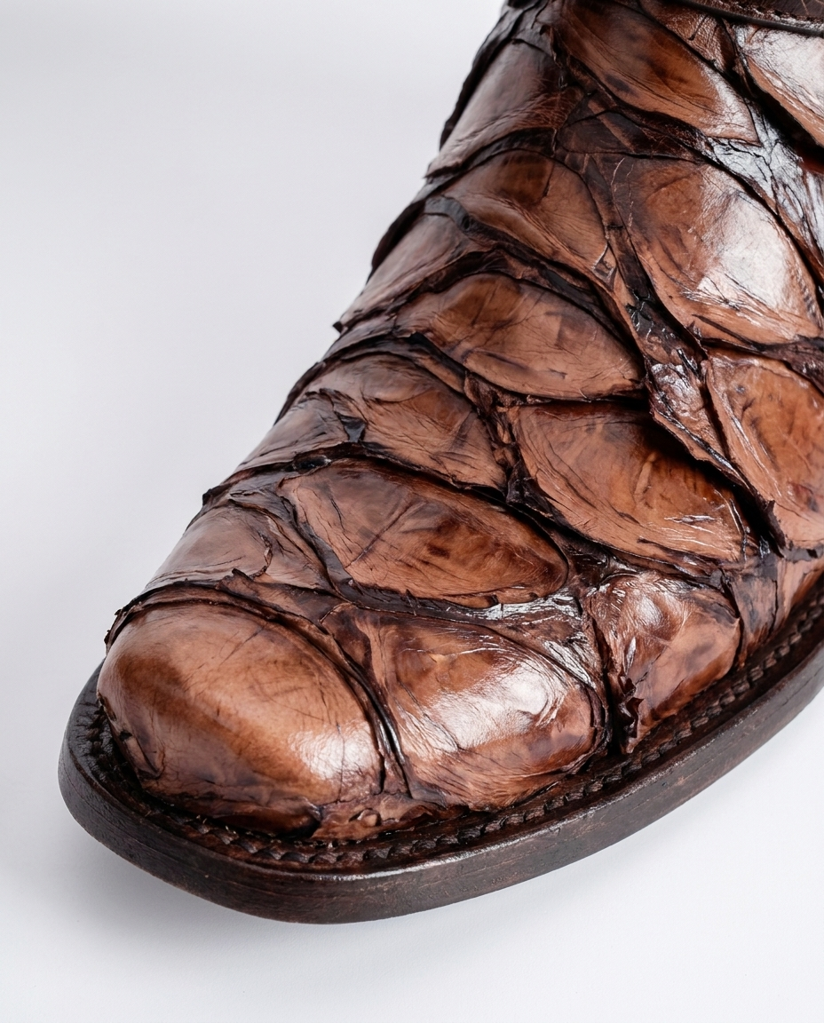 El Pescado boot - pirarucu scale-plate detail